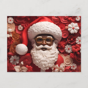 African Santa Black Claus Melanin Christmas Xmas Invitation Postcard