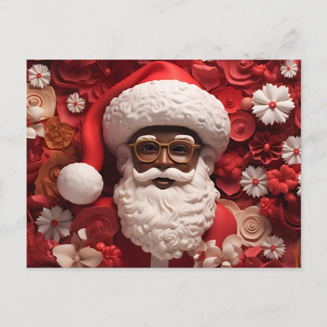 African Santa Black Claus Melanin Christmas Xmas Invitation Postcard (Front)