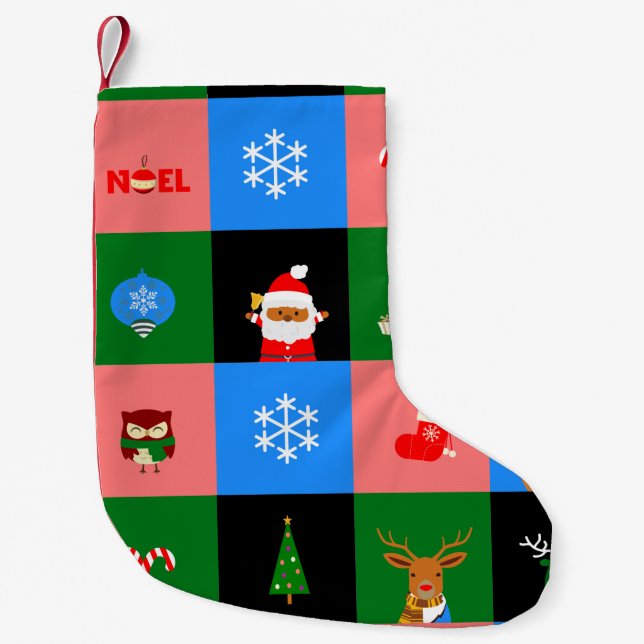 african santa claus colorblock stocking (Front)
