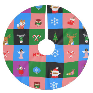 african santa claus colorblock tree skirt