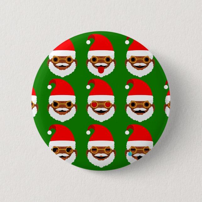 african santa emoji emoticons 6 cm round badge (Front)