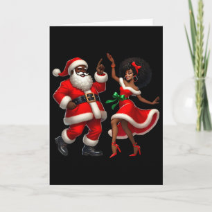 African Santa Mrs Claus Dancing African American C Card