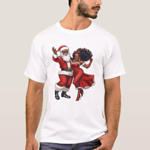 African Santa Mrs Claus Dancing African American C T-Shirt