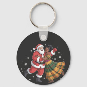 African Santa Mrs Claus Dancing African American   Key Ring