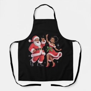 African Santa Mrs Claus Dancing American Christmas Apron