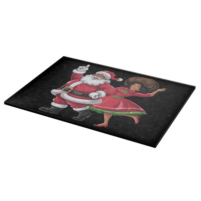 African Santa Mrs Claus Dancing American Christmas Cutting Board (Corner)