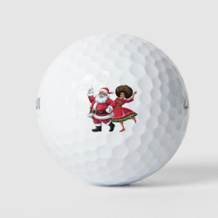 African Santa Mrs Claus Dancing American Christmas Golf Balls