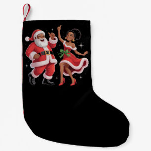 African Santa Mrs Claus Dancing American Christmas Small Christmas Stocking