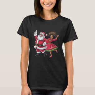 African Santa Mrs Claus Dancing American Christmas T-Shirt