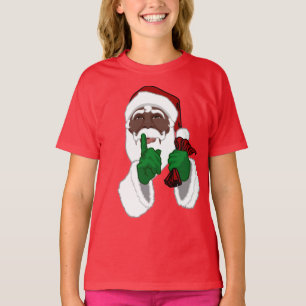 African Santa Shirt Girl's Black Santa T-Shirts