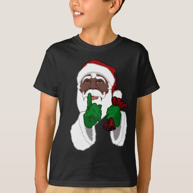 African Santa Shirt Kid's Black Santa Sweatshirts (Front)