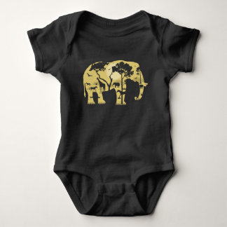 African Savanah Elephant Acacia Tree Sunset Nature Baby Bodysuit