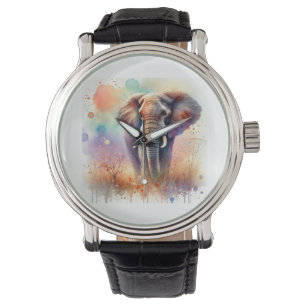 African Savanna Elephant 300724AREF132 - Watercolo Watch