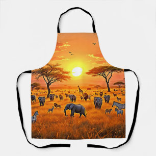 African Savanna Sunset Art Apron