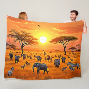 African Savanna Sunset Art Fleece Blanket