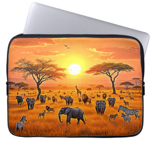 African Savanna Sunset Art Laptop Sleeve
