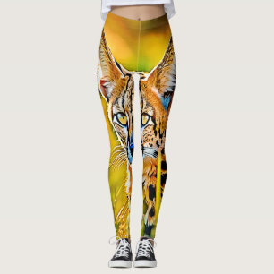 African Savannah Serval Wildcat Look Design Leggings