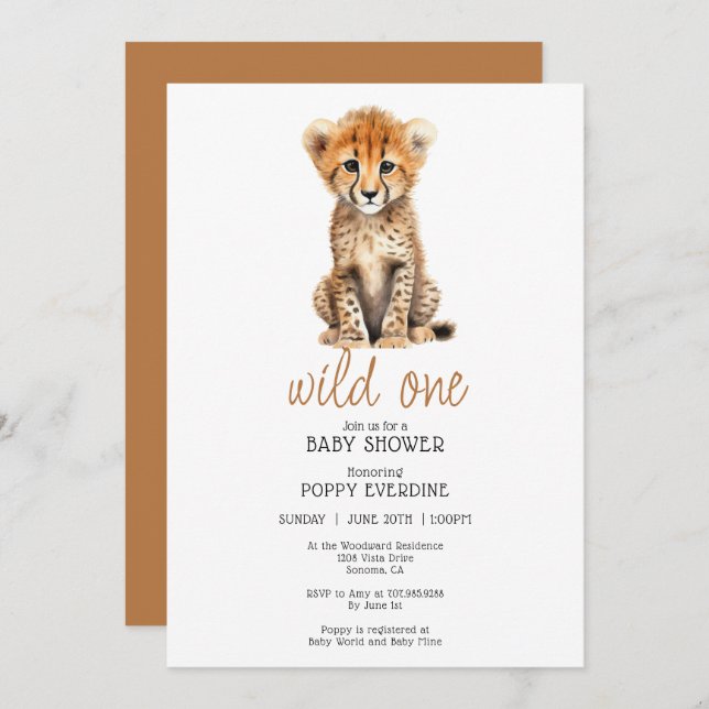 African Savannah Wild One Baby Shower Invitation (Front/Back)