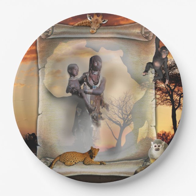 African scroll paper plate (Front)