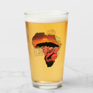 African Serengeti with a Giraffe Glass