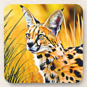 African Serval Art Coaster