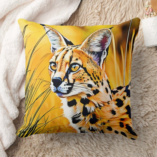 African Serval Art Cushion (Blanket)