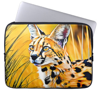 African Serval Art Laptop Sleeve