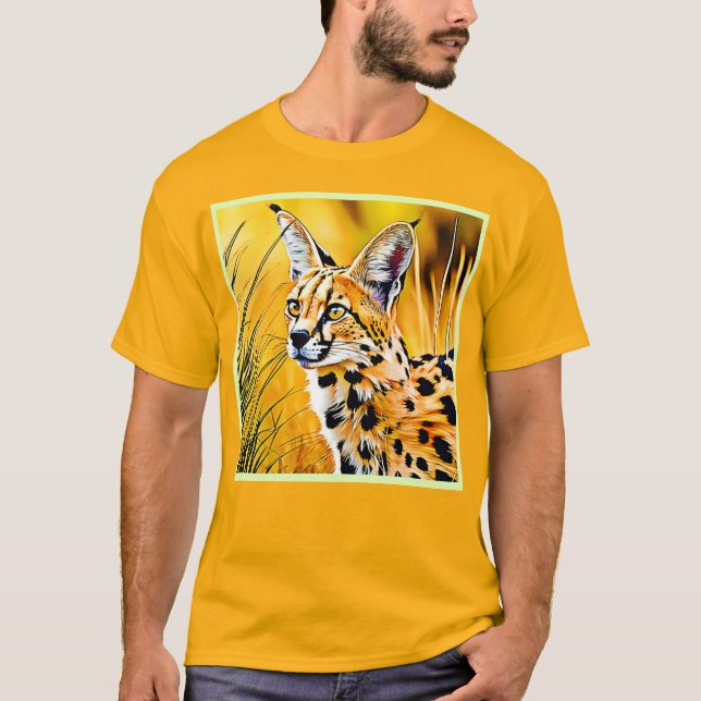 African Serval Art T-Shirt (Front)