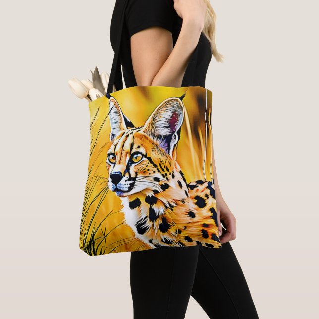 African Serval Art Tote Bag (Close Up)