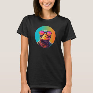 African Side Necked Turtle Wearing Sunglasses Retr T-Shirt