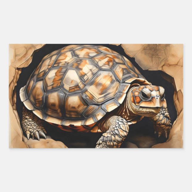 African Spurred tortoise  Rectangular Sticker (Front)