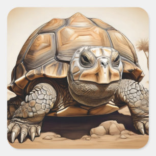 African Spurred tortoise Square Sticker