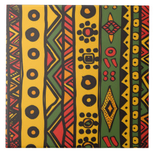 African Stripe, Orange, Black, Yellow Ceramic Tile