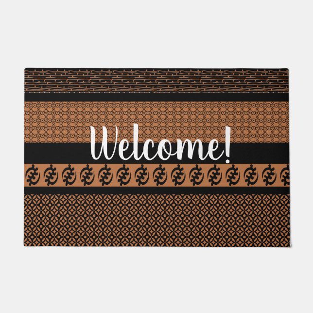 African Style Adinkra Pattern Personalized Doormat (Front)