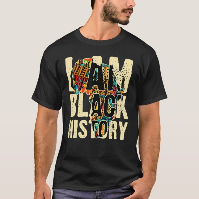African Style Africa Continent I Am Black History  T-Shirt (Front)