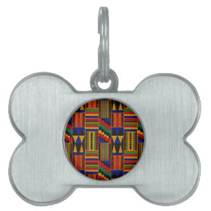 African Style Kente Cloth Pattern Pet ID Tag