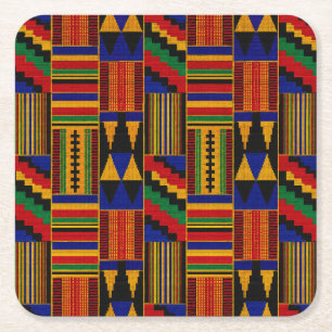 African Style Kente Cloth Square Paper Coaster