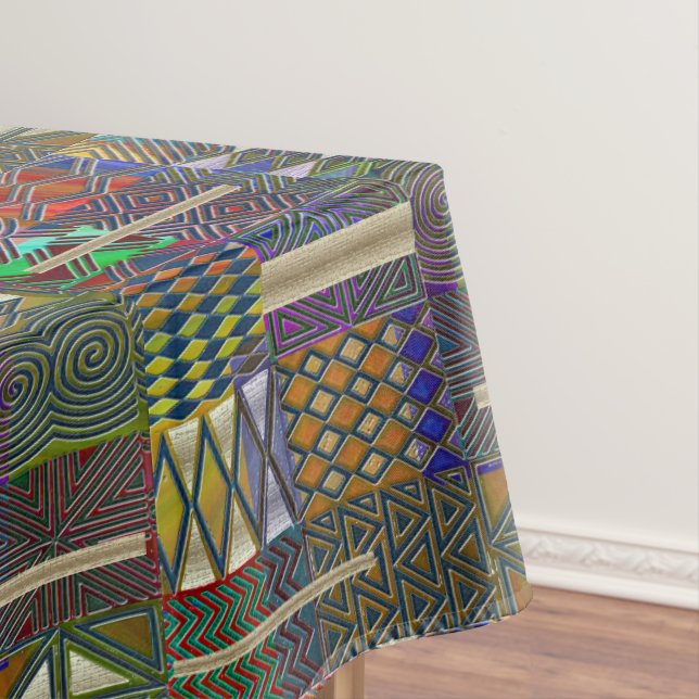 African style patchwork design tablecloth (In Situ)