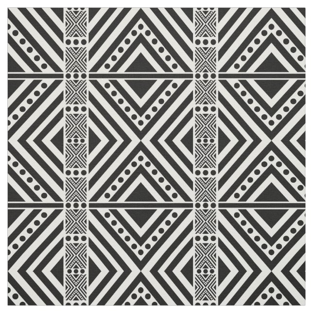 African Style Seamless Pattern. Black Colour Fabric (Swatch)