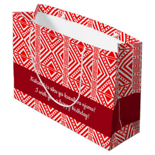 African Style Seamless Pattern. Red Colour Large Gift Bag