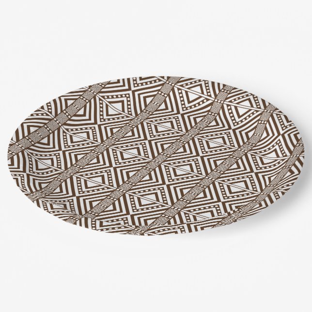 African Style Seamless Pattern. White Colour Paper Plate (Angled)