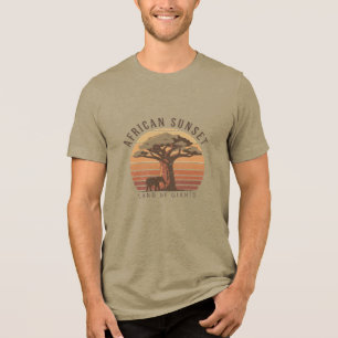 African Sunset Baobab Tree Vintage Streetwear  Tri-Blend Shirt