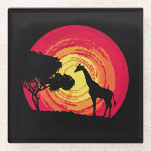 African sunset glass coaster