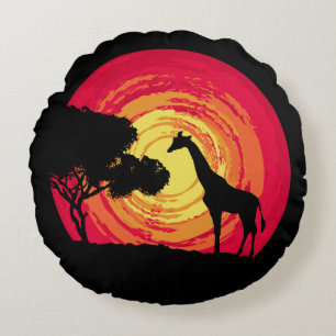African sunset round cushion