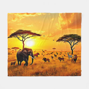 African Sunset Safari Majesty Design Fleece Blanket