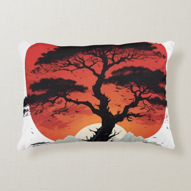 African Sunset Tree Decorative Cushion (Front)