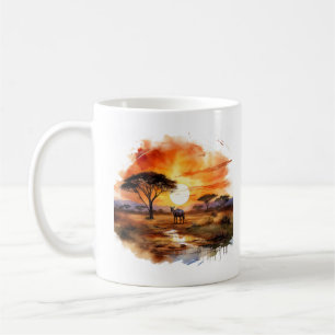 African Sunset Zebra Wildlife Art – Savannah Lands Coffee Mug