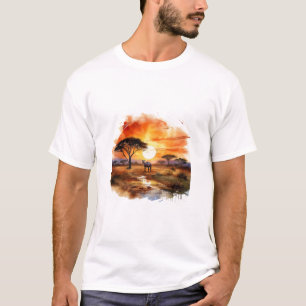 African Sunset Zebra Wildlife Art – Savannah Lands T-Shirt
