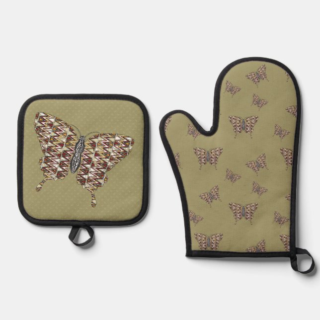 African Swallowtail Oven Mitt & Pot Holder Set (Front)