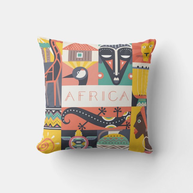 African Symbolic Art Collage Cushion (Front)